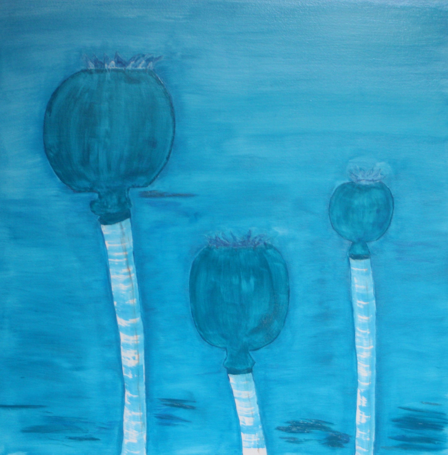 Study of poppies using underpainting technique 2. 26*26 in.